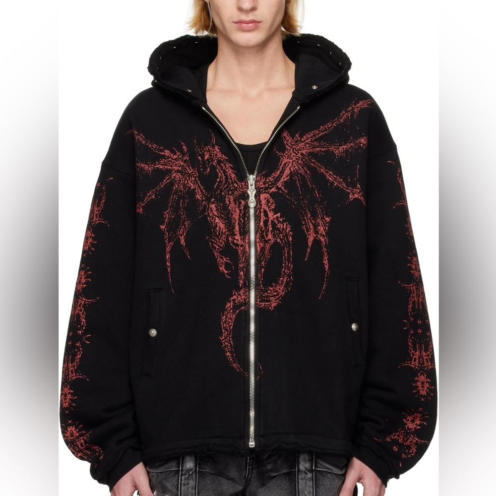 Thug club studded zip up hoodie